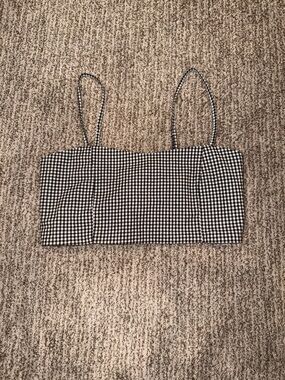 Brandy Melville Black and White Gingham Cropped Cami
